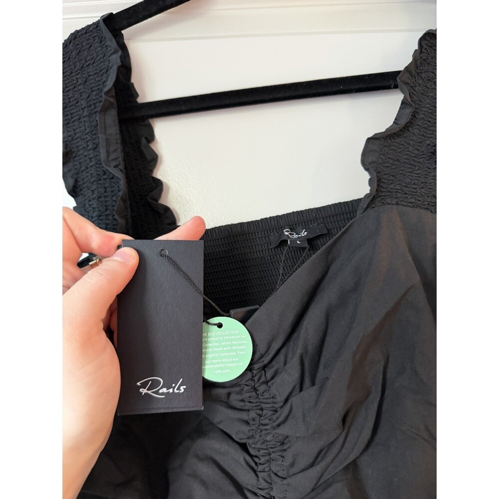 Rails NWT Irisa Dress in Black Size Large Cotton Poplin Midi Sweetheart Neckline - Picture 5 of 10